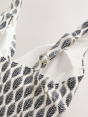 Cream/Black Woodblock Plunge Tummy Control Swimsuit - Image 9 of 9