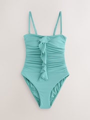 Turquoise Blue Tummy Control Frill Bandeau Swimsuit - Image 5 of 8