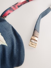 Navy Blue Floral Shaping Tummy Control Bandeau Swimsuit - Image 2 of 4