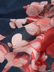 Navy Blue Floral Shaping Tummy Control Bandeau Swimsuit - Image 3 of 4