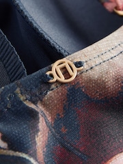 Navy Blue Floral Shaping Tummy Control Bandeau Swimsuit - Image 4 of 4