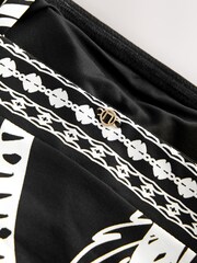 Black/Cream Palm Bandeau Ruched Leg Tummy Control Shaping Swimsuit - Image 9 of 9