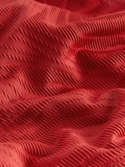 Rust Red Textured Ruched Side Tummy Shaping Control Swimsuit - Image 7 of 8