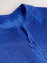 Cobalt Blue Crinkle Long Sleeve Rash Swimsuit - Image 2 of 4