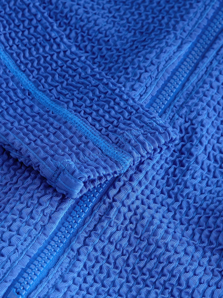 Cobalt Blue Crinkle Long Sleeve Rash Swimsuit - Image 4 of 4 Cobalt Blue Crinkle Long Sleeve Rash Swimsuit - Image 4 of 4