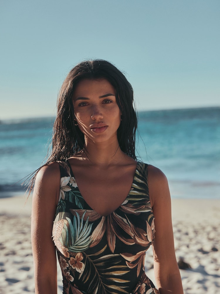 tummy control holiday dress Buy Black Palm Print Shaping Skirted Swim from Next USA VM: Bridesmaid Green Satin