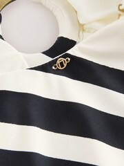 Cream/Black Stripe Hardware Tummy Control Bandeau Swimsuit - Image 8 of 9