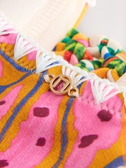 Red/Green Macrame Whipstitch Plunge Tummy Control Swimsuit - Image 8 of 9