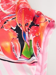 Pink Lobster Tablescape High Leg Tummy Control Scoop Swimsuit - Image 5 of 6
