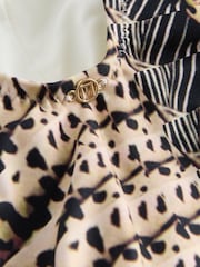 Brown Multi Animal Ruched Tummy Control Scoop Swimsuit - Image 9 of 10