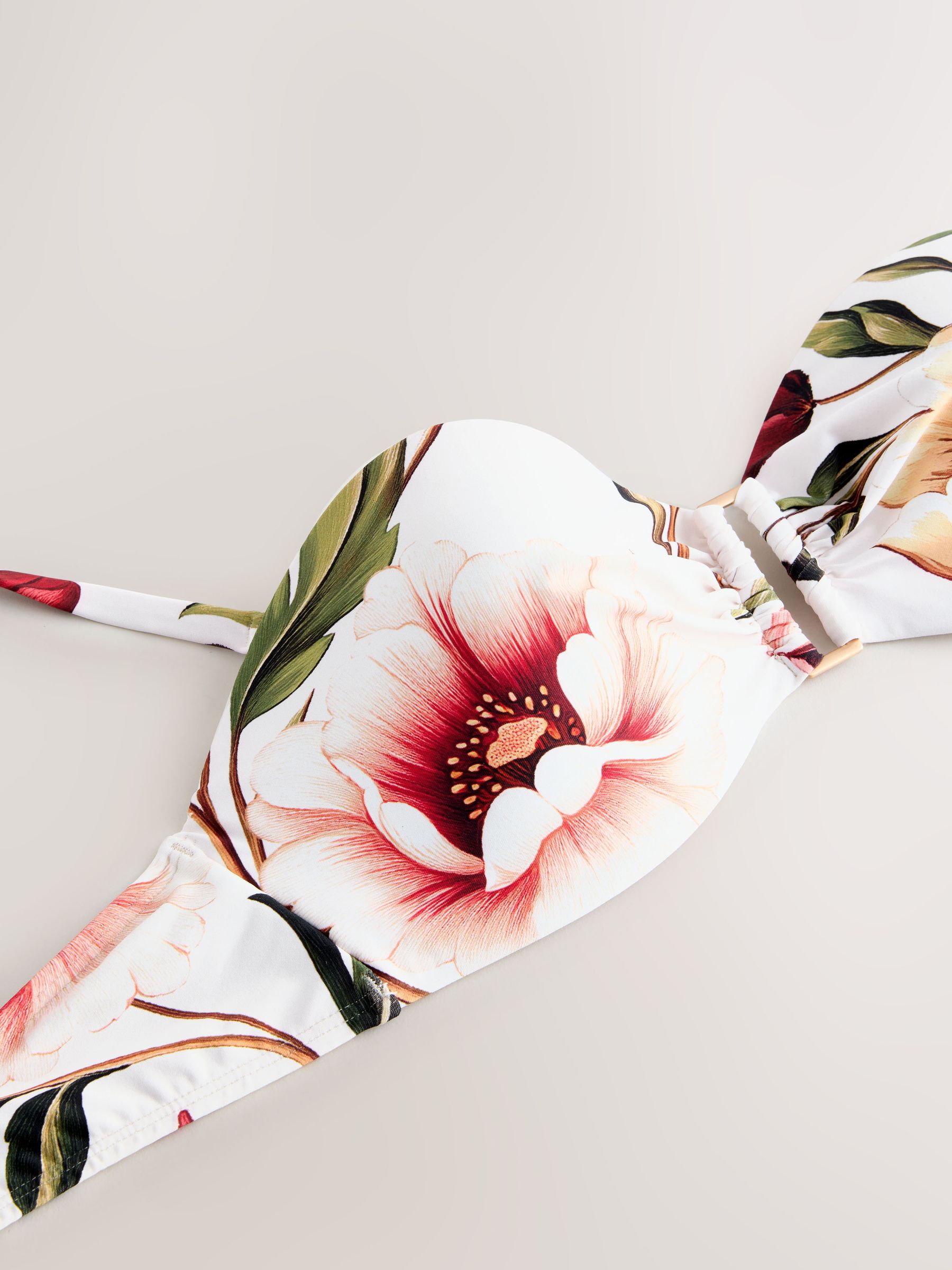 Buy White/Red Floral Wired Bandeau Bikini Top from Next Romania