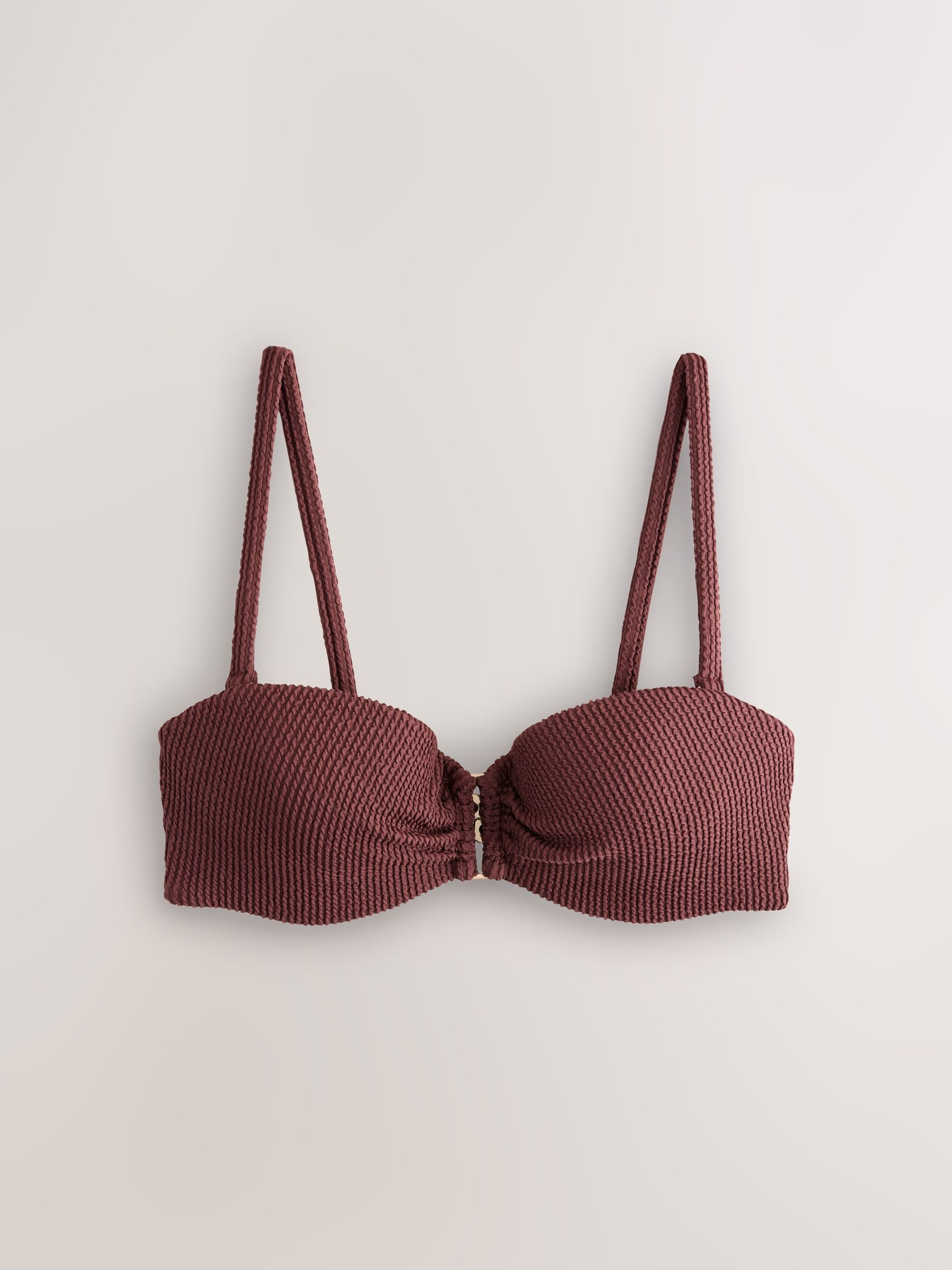 Buy Chocolate Brown Crinkle Wired Bandeau Bikini Top from Next USA