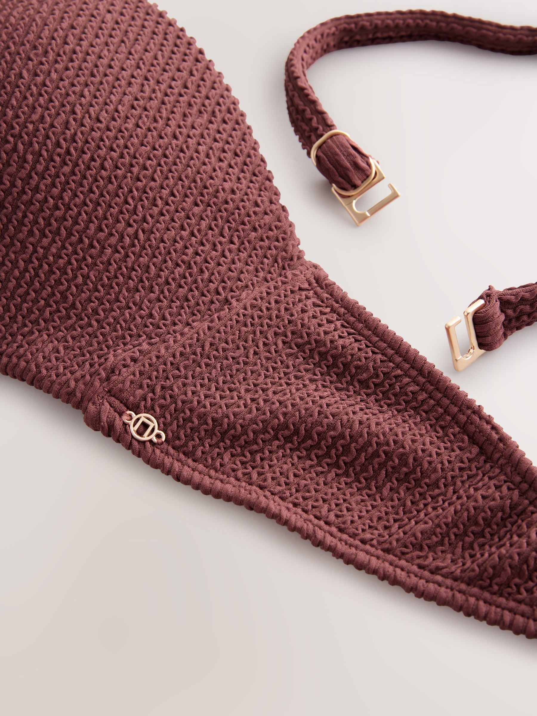 Buy Chocolate Brown Crinkle Wired Bandeau Bikini Top from Next USA