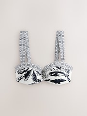 Black/Cream Palm Wired Bandeau Bikini Top - Image 1 of 4