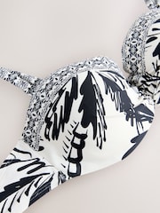 Black/Cream Palm Wired Bandeau Bikini Top - Image 2 of 4