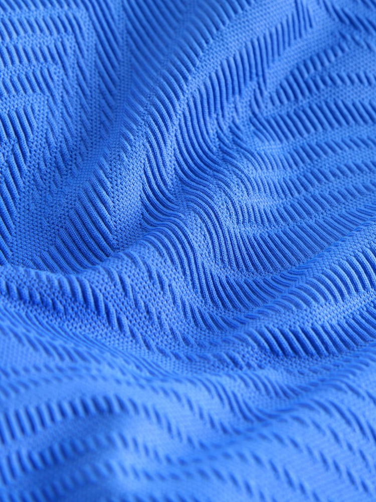 Cornflower Blue Textured - بدلة سباحة برقبة عالية للتحكم في البطن - صورة 2 من 4 Cornflower Blue Textured - بدلة سباحة برقبة عالية للتحكم في البطن - صورة 2 من 4