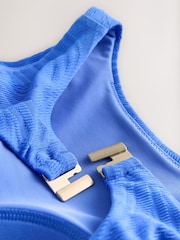 Cornflower Blue Textured High Neck Tummy Control Swimsuit - Image 9 of 10