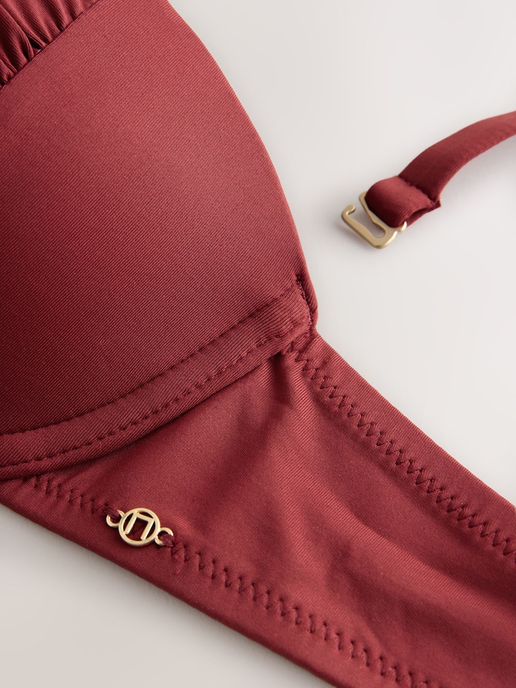 Berry Wine Bow Wired Bandeau Bikini Top - Image 6 of 6