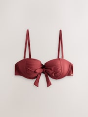 Berry Wine Bow Wired Bandeau Bikini Top - Image 9 of 11