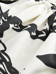 Black/Cream Palm Ruched Side Tummy Shaping Control Swimsuit - Image 7 of 9