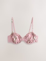 Mauve Lilac Floral Non Padded Underwired Bikini Top - Image 1 of 4
