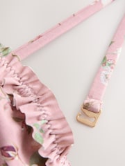 Mauve Lilac Floral Non Padded Underwired Bikini Top - Image 3 of 4