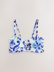 White/Blue Porcelain Non Wired Bandeau Bikini Top - Image 4 of 6