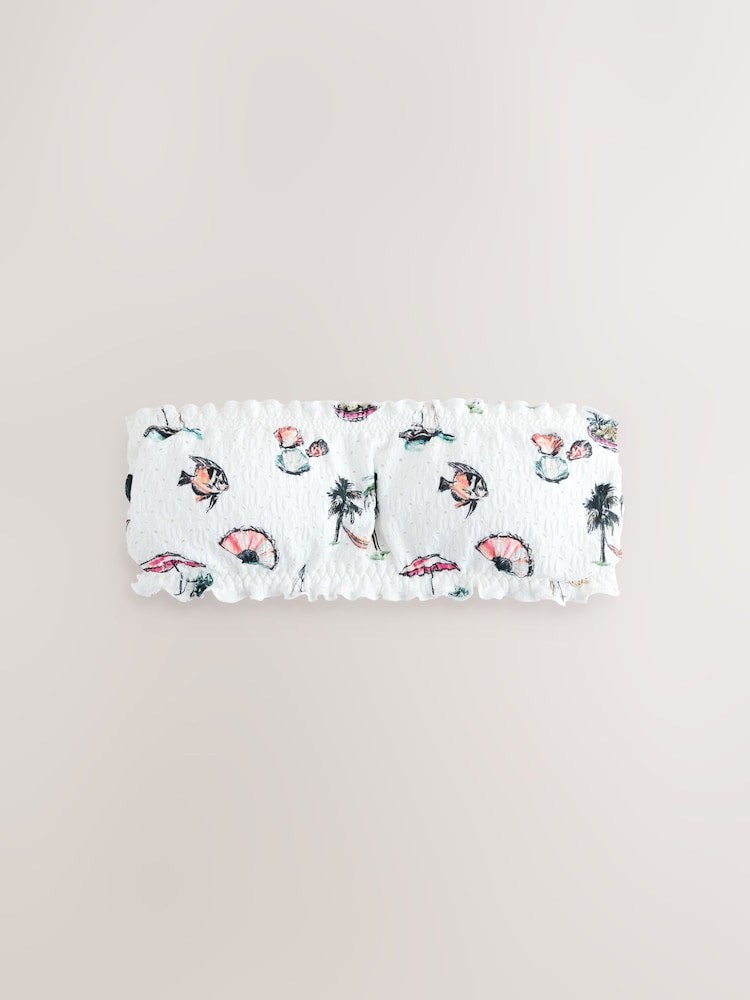 White Conversational Broderie Bandeau Bikini Top - Image 1 of 3 White Conversational Broderie Bandeau Bikini Top - Image 1 of 3