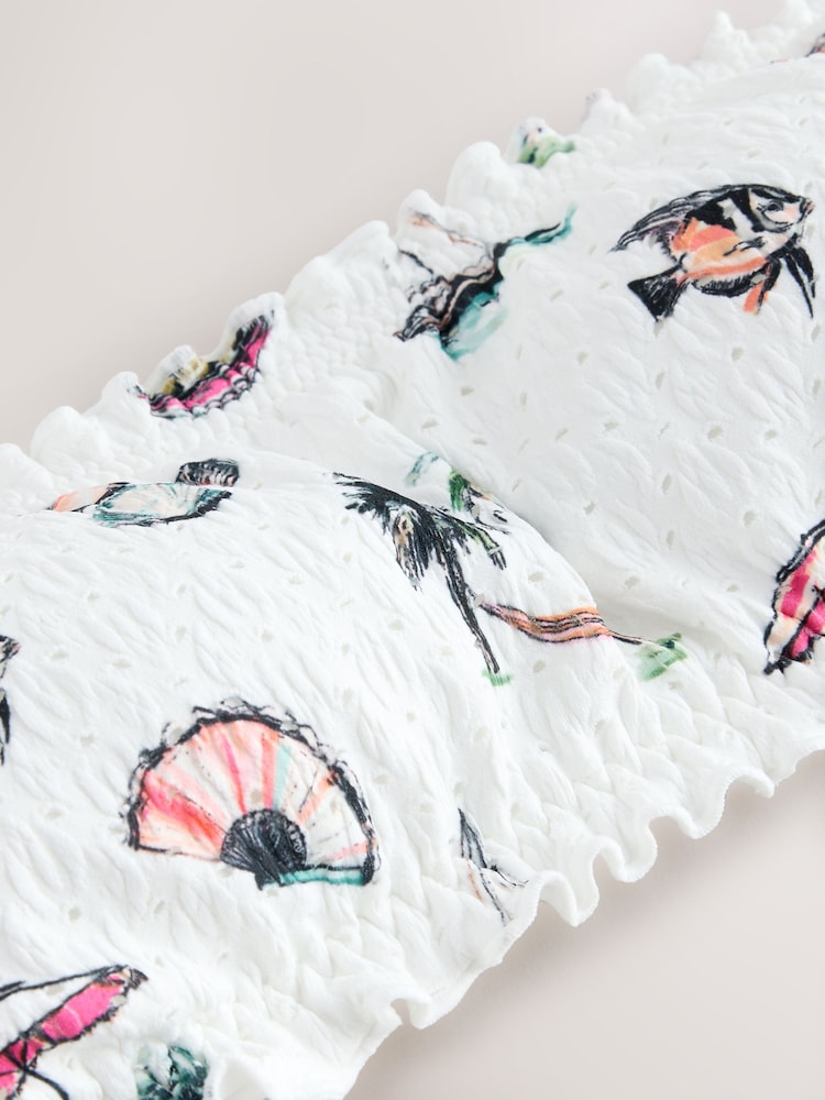 White Conversational Broderie Bandeau Bikini Top - Image 2 of 3 White Conversational Broderie Bandeau Bikini Top - Image 2 of 3