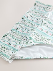 Blue/Ecru Floral Shirred High Leg Bikini Bottoms - Image 7 of 8