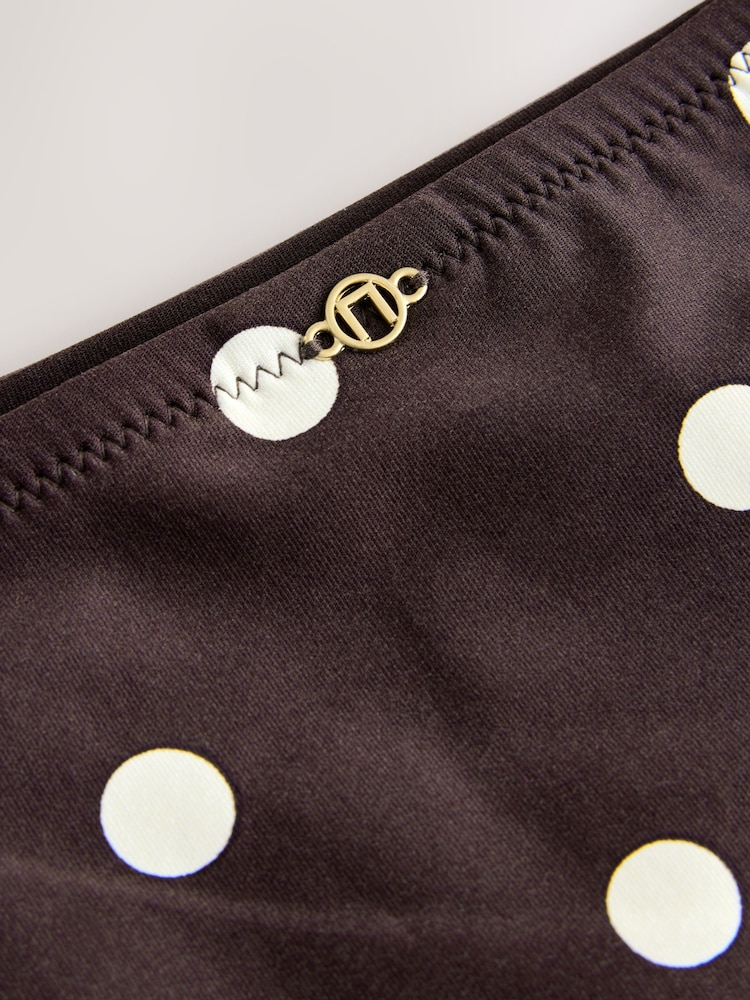 Chocolate Brown/Cream Spot Tie Side Bikini Bottoms - Image 9 of 9 Chocolate Brown/Cream Spot Tie Side Bikini Bottoms - Image 9 of 9