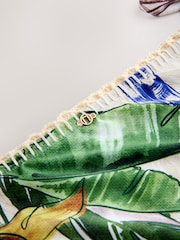 Cream/Navy Parrot Print Tie Side Bikini Bottoms - Image 2 of 3