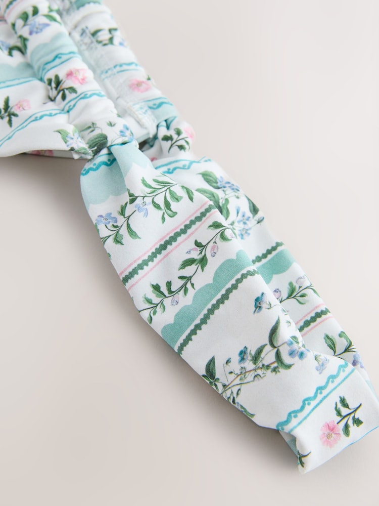 Blue/Ecru Floral Tanga Bikini Bottoms - Image 2 of 3