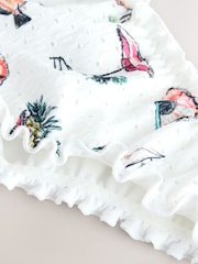 White Conversational Broderie Brazilian High Leg Bikini Bottoms - Image 6 of 8