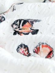 White Conversational Broderie Brazilian High Leg Bikini Bottoms - Image 7 of 8