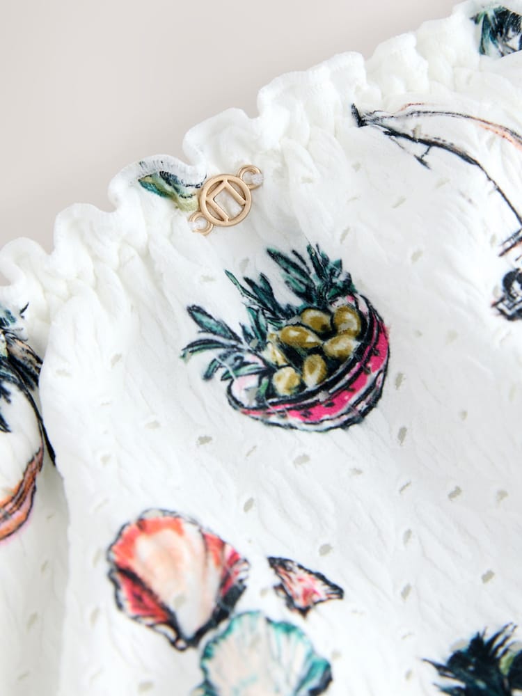 White Conversational Broderie Brazilian High Leg Bikini Bottoms - Image 8 of 8 White Conversational Broderie Brazilian High Leg Bikini Bottoms - Image 8 of 8