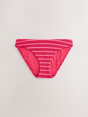 Pink/Red Stripe Crinkle High Leg Bikini Bottoms - Image 6 of 8