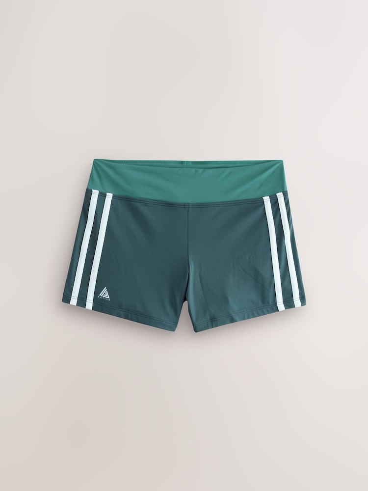 Teal Green Active Swim Short Bikini Bottoms - Image 1 of 3 Teal Green Active Swim Short Bikini Bottoms - Image 1 of 3