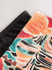 Rust Red Abstract/Black High Leg Bikini Bottoms 2 Pack - Image 5 of 5