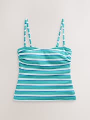Pink/Aqua White Crinkle Stripe Pull On Bandeau Tankini Tops 2 Pack - Image 2 of 6