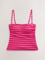 Pink/Aqua White Crinkle Stripe Pull On Bandeau Tankini Tops 2 Pack - Image 3 of 6