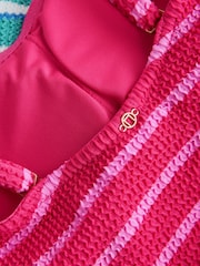 Pink/Aqua White Crinkle Stripe Pull On Bandeau Tankini Tops 2 Pack - Image 4 of 6