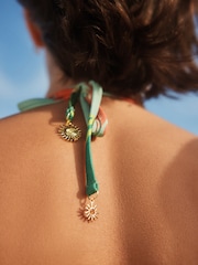 Star Print Hardware Halterneck Bandeau Bikini Top - Image 7 of 11