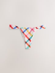 Multi/White Bright Check Tanga Bikini Bottoms - Image 6 of 9