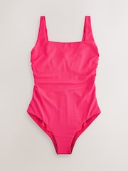 توتي وردي من قماش بيكيه - بدلة سباحة بسلك سفلي بتصميم حاكم للبطن برقبة مربعة مقاس DD+ - صورة 6 من 9