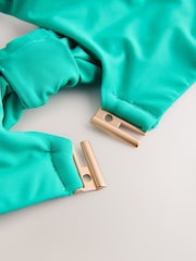 Aqua Green DD+ Knot Front Plunge Bikini Top - Image 7 of 8