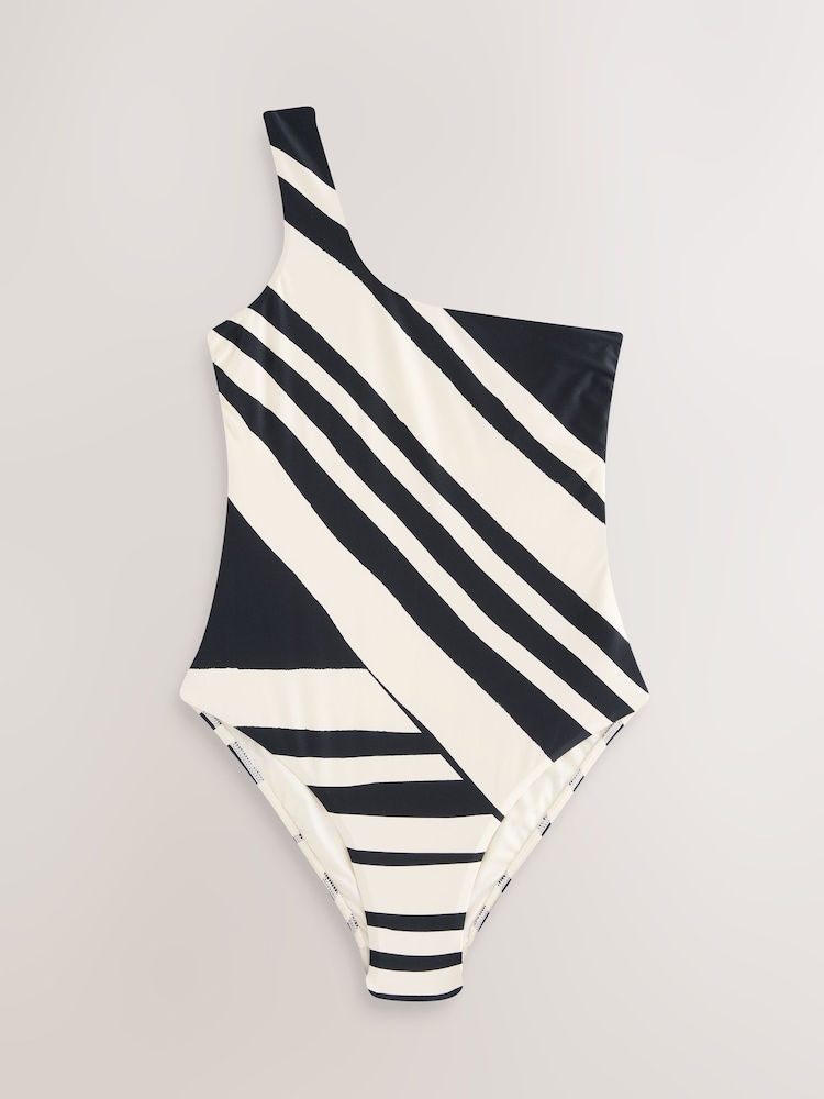 كريم/أسود مقلم - بذلة سباحة للتحكم في البطن بكتف واحد - صورة 1 من 4 كريم/أسود مقلم - بذلة سباحة للتحكم في البطن بكتف واحد - صورة 1 من 4