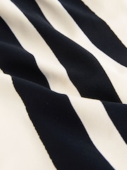 Cream/Black Stripe One Shoulder Tummy Control Swimsuit - Image 9 of 10