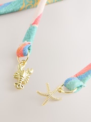 Green/Pink Conversational Embellished Bordered Triangle Bikini Top - Image 9 of 9