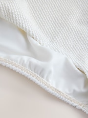 кремовый жатый - Моделирный купальник с глубоким вырезом и бантом на спине - Изображение 12 14